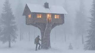 I Built a Treehouse to Survive a Massive Blizzard | Off Grid Winter Life