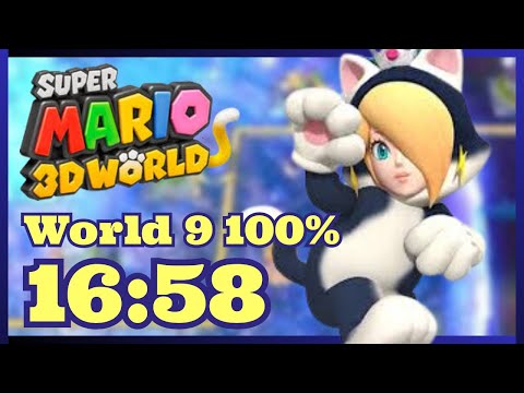 Super Mario 3D World (Switch 2) World 9 100% RTA Speedrun in 16:58 (WR)