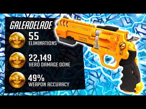 Gale Human Aimbot - McCree (Cassidy)! 55 elims! [ Overwatch Season 34 Top 500 ]