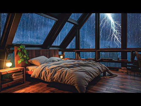 Regengeräusche zum einschlafen – Geräusch von starkem Regen und Donner im Wald – Rain Sounds