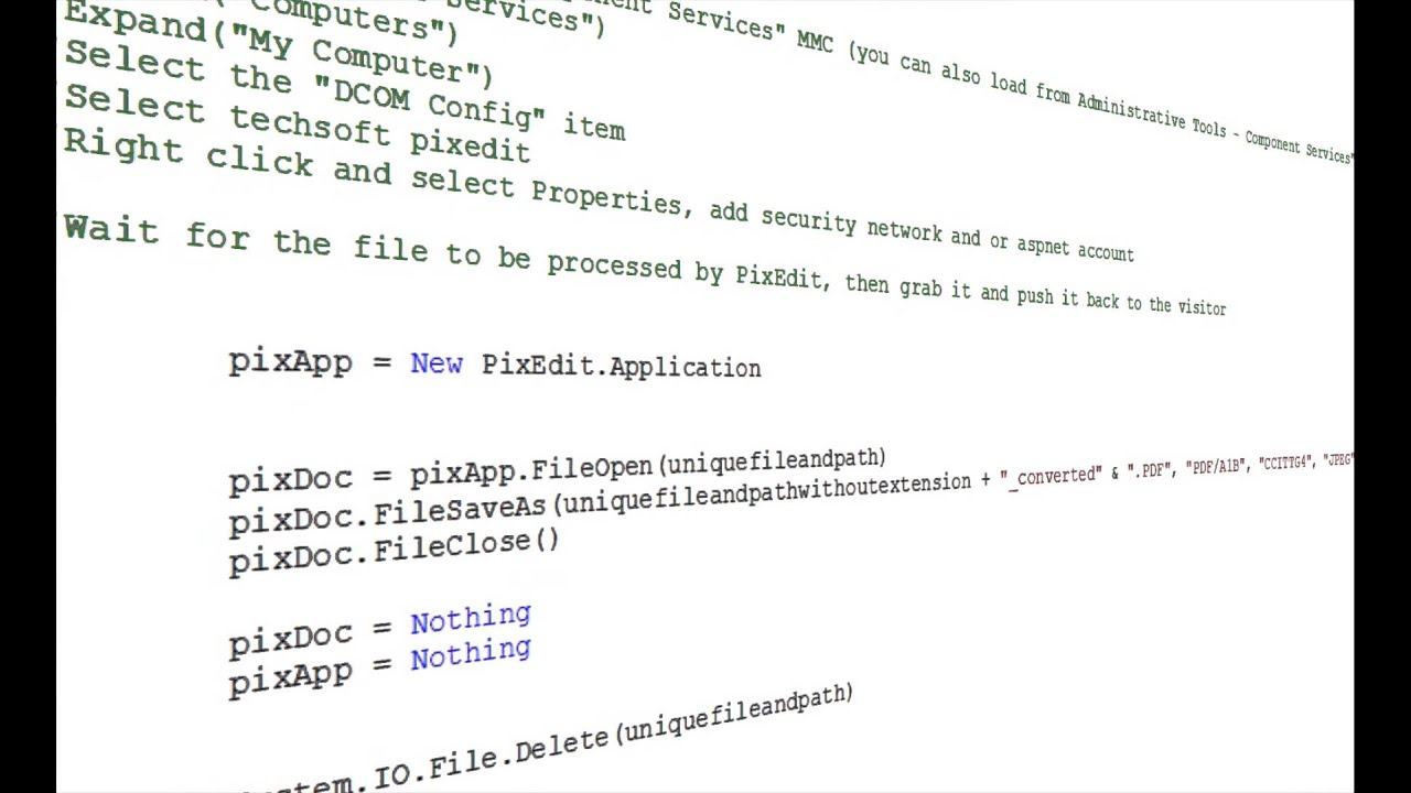57 PixEdit® API: Integration with COM and VisualBasic