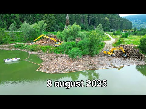 Curatenie la coada lacului, viaduct Poiana Largului