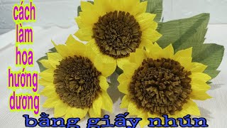 Cách làm hoa hướng dương bằng giấy nhún cực dể/ Ngọc Nữ TV