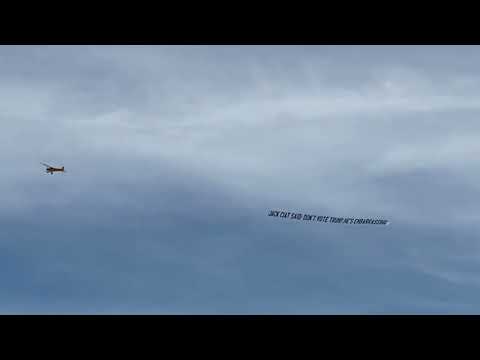 Plane flies over Donald Trump rally site in Wildwood, N.J