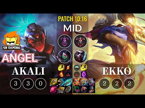 SN Angel Akali vs Ekko Mid - KR Patch 10.16