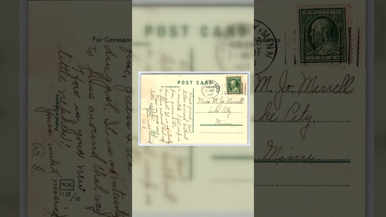 N.N. Divided Back Postcard, Oaklyn Park, Lake City, Minn., 1909 Video