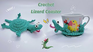 Crochet Lizard Coaster🦎| Flipping Over Cup Mat | Easy & Cute Tutorial