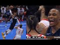 Russell Westbrook laughs in Dillon Brooks face after trying to dunk on him