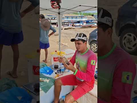 Açando mandim e comendo na beira do rio juruá, no porto de cruzeiro do sul acre