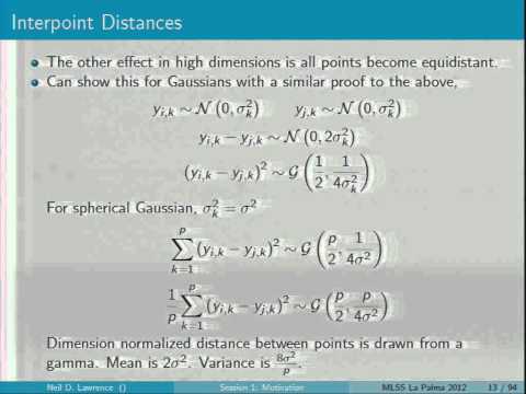 MLSS 2012: N. Lawrence - Session 1: Motivation and Linear Models (Part 1)