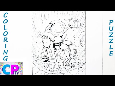 Iron Man Hulkbuster Coloring and Puzzle,Hulkbuster  Breaks the Rock into Pieces