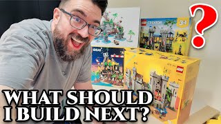 YouTube thumbnail: My LEGO Medieval & Pirates Collection So Far – What Should I Build Next? 🏰⚔️
