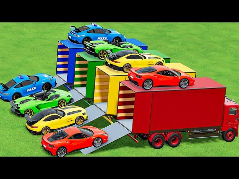 LOAD and TRANSPORT LAMBORGHINI, FERRARI, PORSCHE,MERCEDES WITH ISUZU TRUCK! BOX FULL OF CARS, FS22