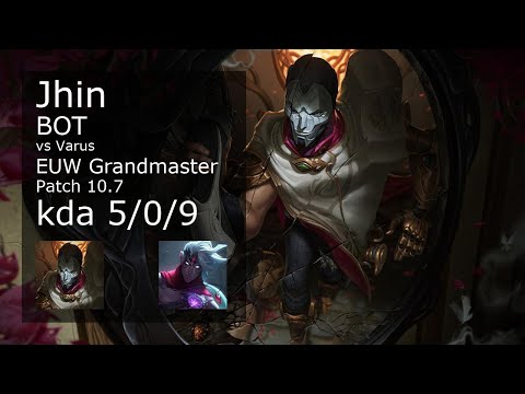 Jhin vs Varus ADC - EUW Grandmaster 5/0/9 Patch 10.7 Gameplay