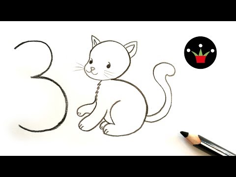 Kак се рисува коте от 3  😻 лесно и бързо рисуване нa котенце за деца и ученици