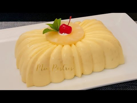 GELATINA DE PIÑA COLADA! 🍍🍹riquisima y con solo 4 ingredientes, postre frio.