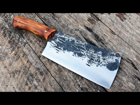 Forging a large cleaver from a truck spring