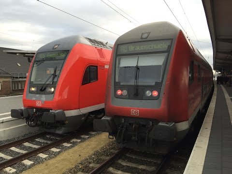 111 142-6 bei der Ausfahrt als RE 15 Emsland-Express in Rheine