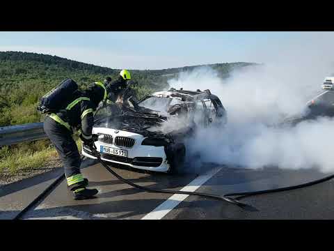 GB Koper - Požar vozila na avtocesti proti Kozini