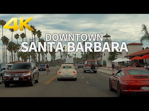 SANTA BARBARA - Driving Downtown Santa Barbara, California, USA, Travel, 4K UHD