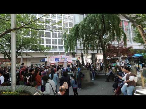 2018-04-14 Tokio: 1. Hachiko-Statue (ハチ公) beim Bahnhof Shibuya (渋谷駅) / Olaf in Japan (2)