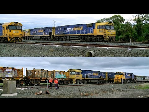 3PM4 Steel Train Crosses Grain Train - PoathTV Australian Railways
