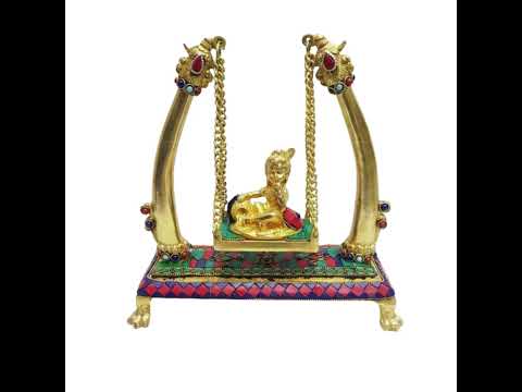 K.K Stone Work Brass Laddu Gopal Swing Jhula, Home