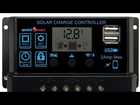 amiciSmart | Intelligent Battery Regulator for Solar Panel LCD Display with USB Port 12V/24V (20A)