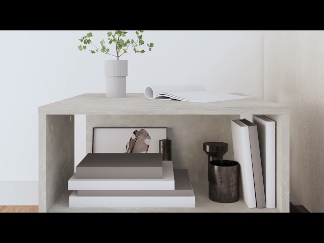 Vidéo teaser pour 806386 vidaXL Side Table Concrete Grey 50x50x45 cm Engineered Wood
