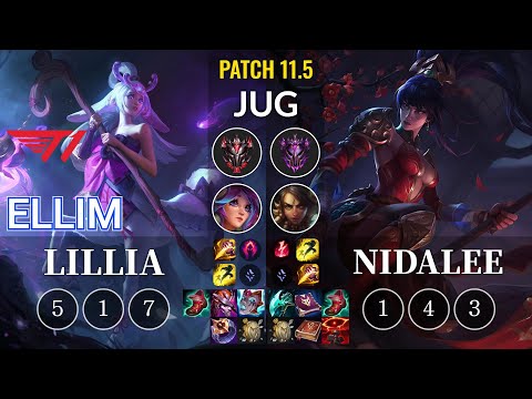 T1 Ellim Lillia vs Nidalee Jungle - KR Patch 11.5