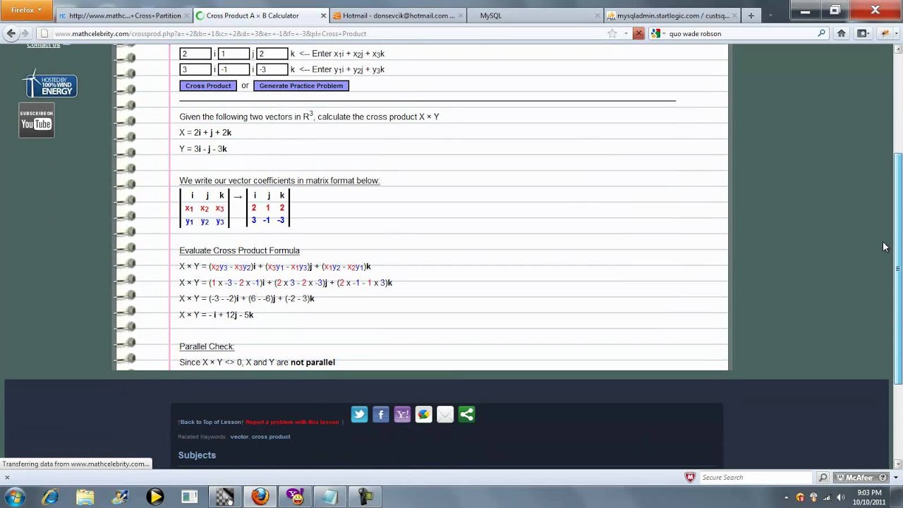 Cross Product Calculator