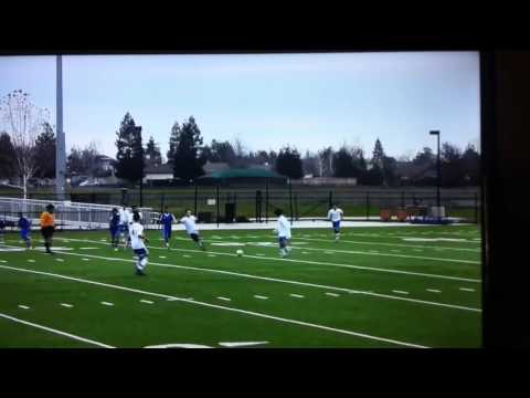 Mason Ginni #99 Galt FC U15 NPL making a run from central defender NorCal premier 1-17-16
