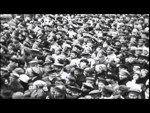 White Guards parade at their headquarters in Alexander Palace near St Petersburg,...HD Stock Footage