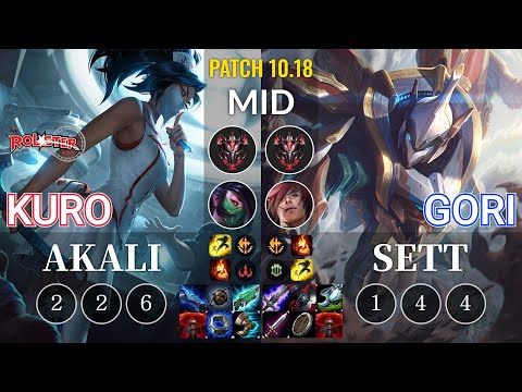 KT Kuro Akali vs Gori Sett Mid - KR Patch 10.18
