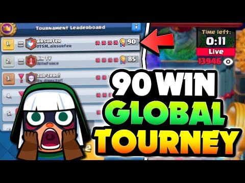 1ST PLACE 90 WIN GLOBAL TOURNAMENT GAMEPLAY! INSANE X-BOW DECK IN CLASH ROYALE