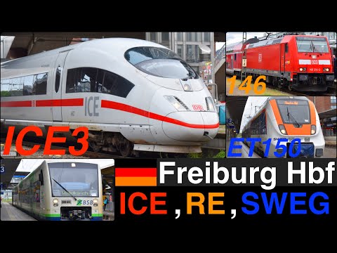 ICE, RE, RB, SWEG running in Freiburg hbf