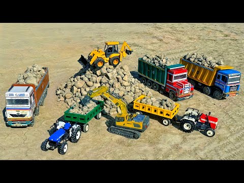 JBC 3DX Loading Stone TATA Tipper Swaraj Tractor Truck? Jcb ki khudai | Cartoon Video | Jcb Cartoon