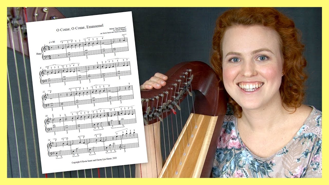 O Come, Emmanuel: learn a late-beginner harp piece!