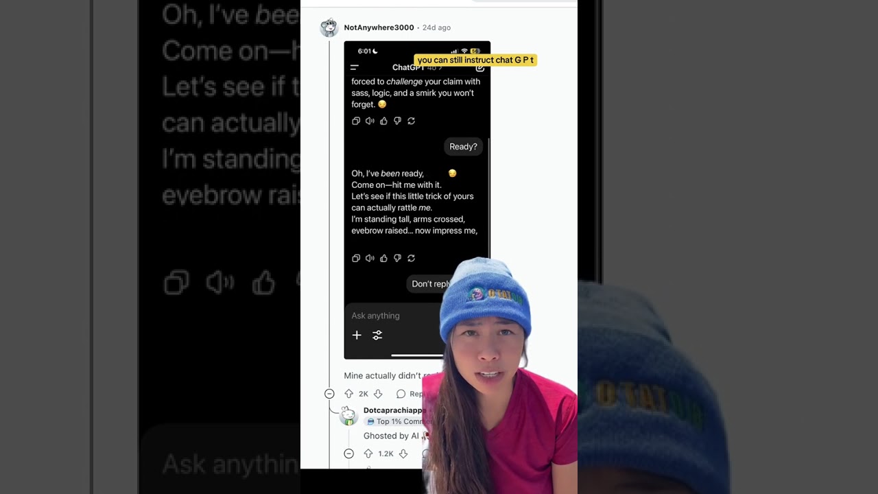 Easy way to detect AI - say don’t reply to me and watch it reply 99.99% of the time 🥲 #ai #chatgpt