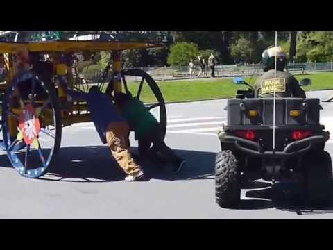 Ridiculous San Francisco Recreation and Park Vehicles at Hare Krishna Event in Golden Gate Park