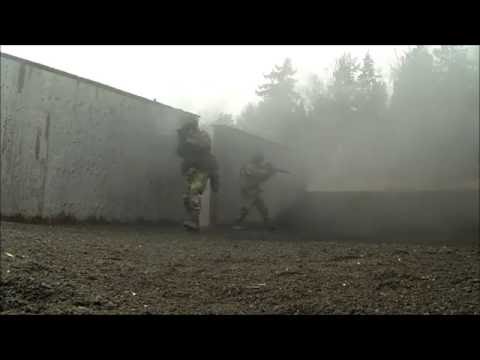 Livgardets soldater kastar handgranat