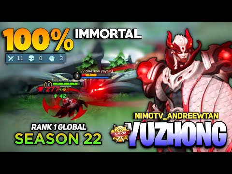 Yu Zhong Perfect Gameplay Best Build 2021 [ Top 1 Global Season 22 ] By NimoTv_andReewtan - MLBB
