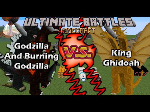 king Ghidorah vs godzilla and burning godzilla in Minecraft - ULTIMATE MOB BATTLES - NUCLEAR WAR!!!