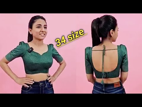 (रक्षाबंधन स्पेशल ब्लाउज) priya mg princess cut blouse 34 size cutting and stitching 