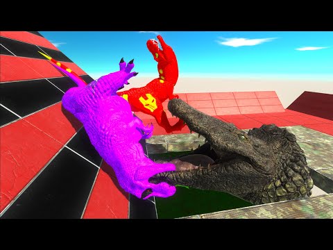 MUTANT PURUSSAURUS EATS IRONMAN T-REX & MEGATRON T-REX -  Animal Revolt Battle Simulator