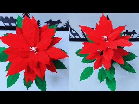 POINSETTIA PLANT with Crepe Paper  Christmas Series 04 #christmascraft #paperflower #diy