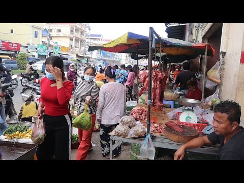 Cambodia Market Tour in 2021, Fresh food review at Phum Russey market