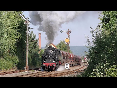 95 1027-2 mit schweren Kieszügen auf der Werrabahn