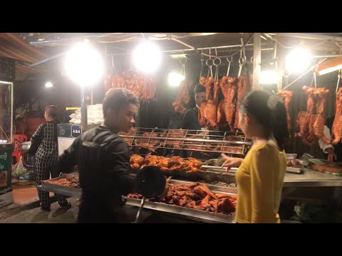 Cambodia Night Market Street Food, Walking at Toul Tom Poung Market Phnom Penh