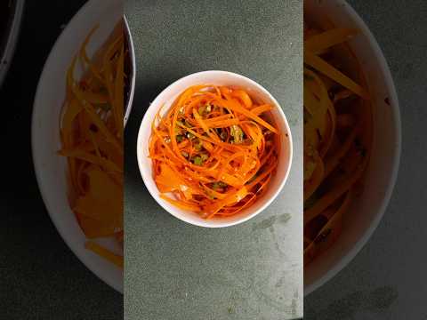Carrot ribbon salad for lunch—fresh, spicy, and so good! Inspired by Cassie on TikTok!